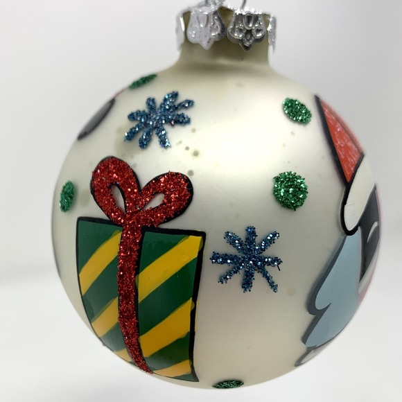 Romero Britto 2004 Christmas Santa & Presents Glass Ball Decorated Ornament - Picture 4 of 11